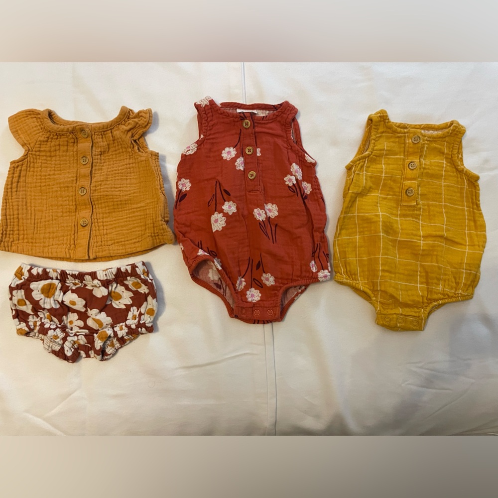 Cat & Jack Mustard , Rust Baby Rompers